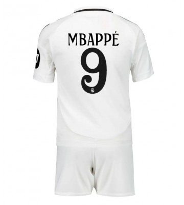 Real Madrid Kylian Mbappe #9 Primera Equipación Niños 2024-25 Manga Corta (+ Pantalones cortos)